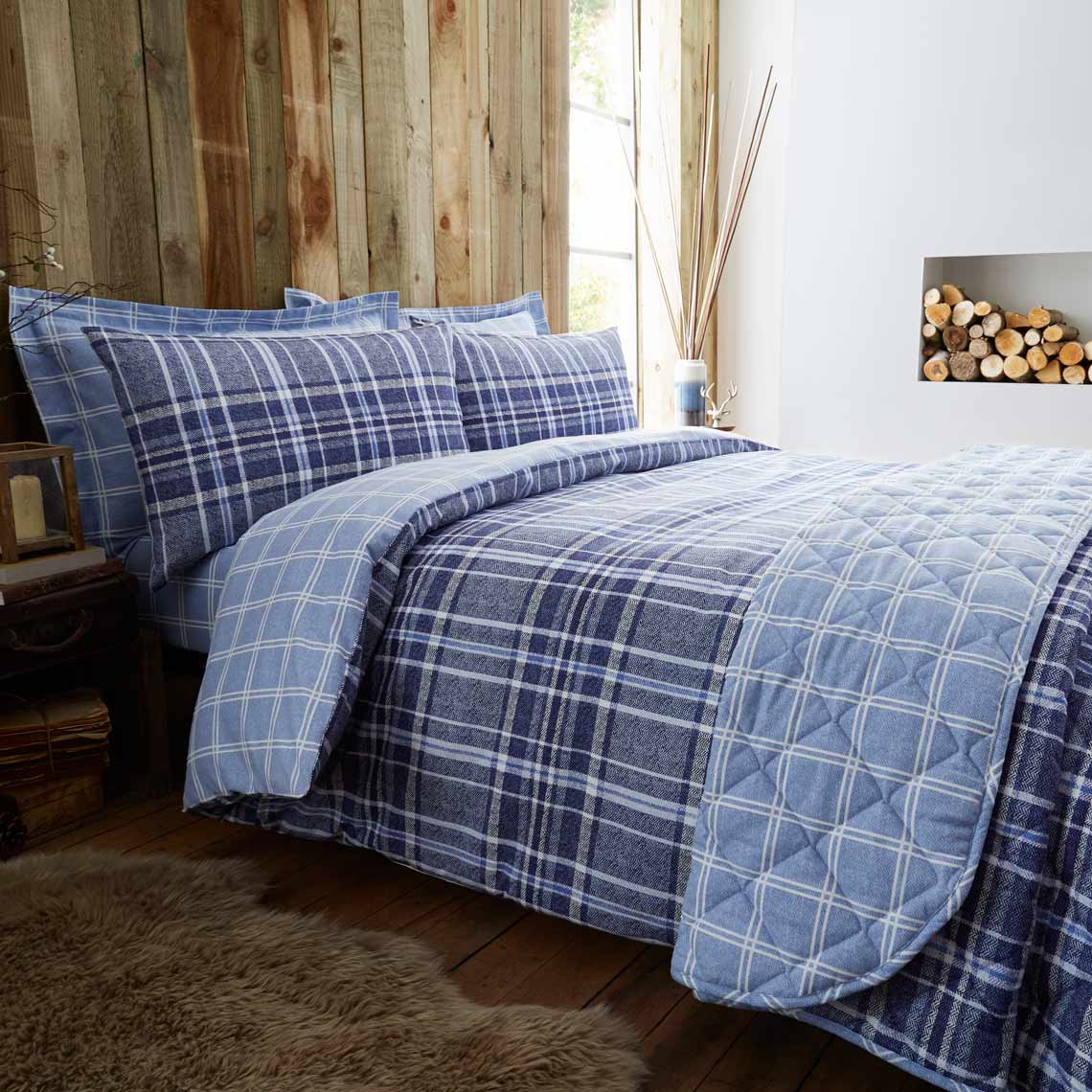 Brushed Cotton Hughes Check Duvet Cover Home More Brushed Cotton Hughes Check Duvet Cover Navy 067505 Nicole Day 5012601509290