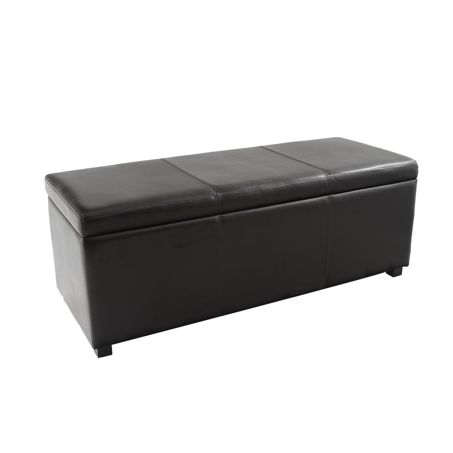 Faux Leather Storage Bench Ottoman Brown Home More Faux Leather Storage Bench Ottoman Brown Tap To Expand