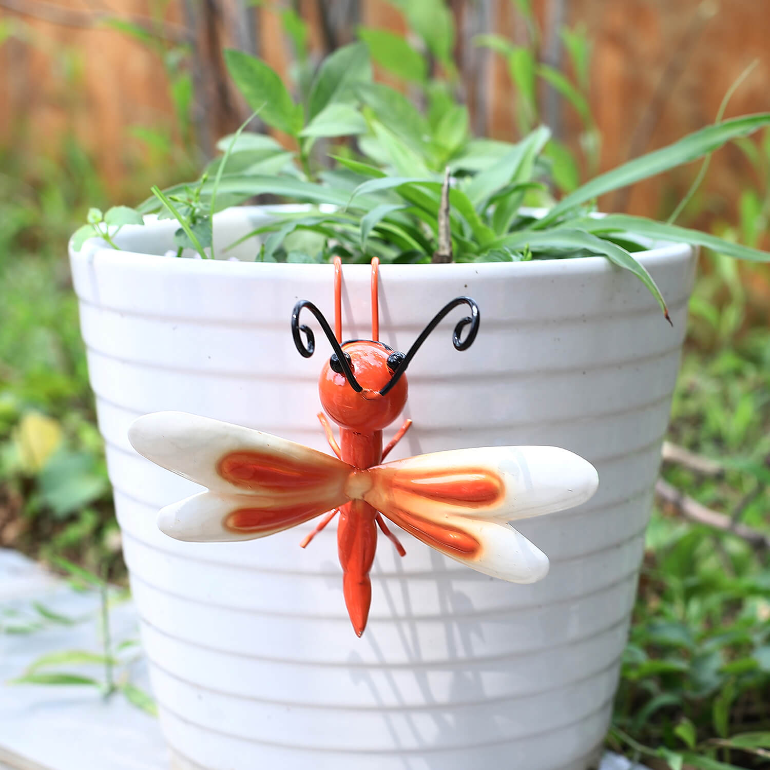 Dragonfly Plant Pot Decoration Orange Home Store More