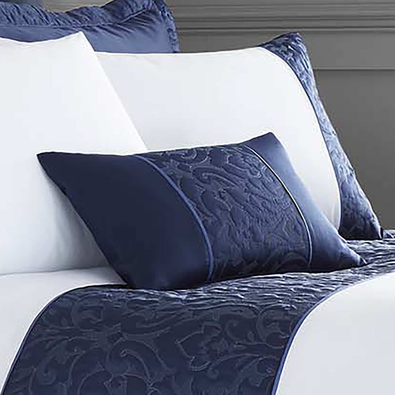 Fleur De Lis Navy Cushion 30cm x 50cm Home Store + More