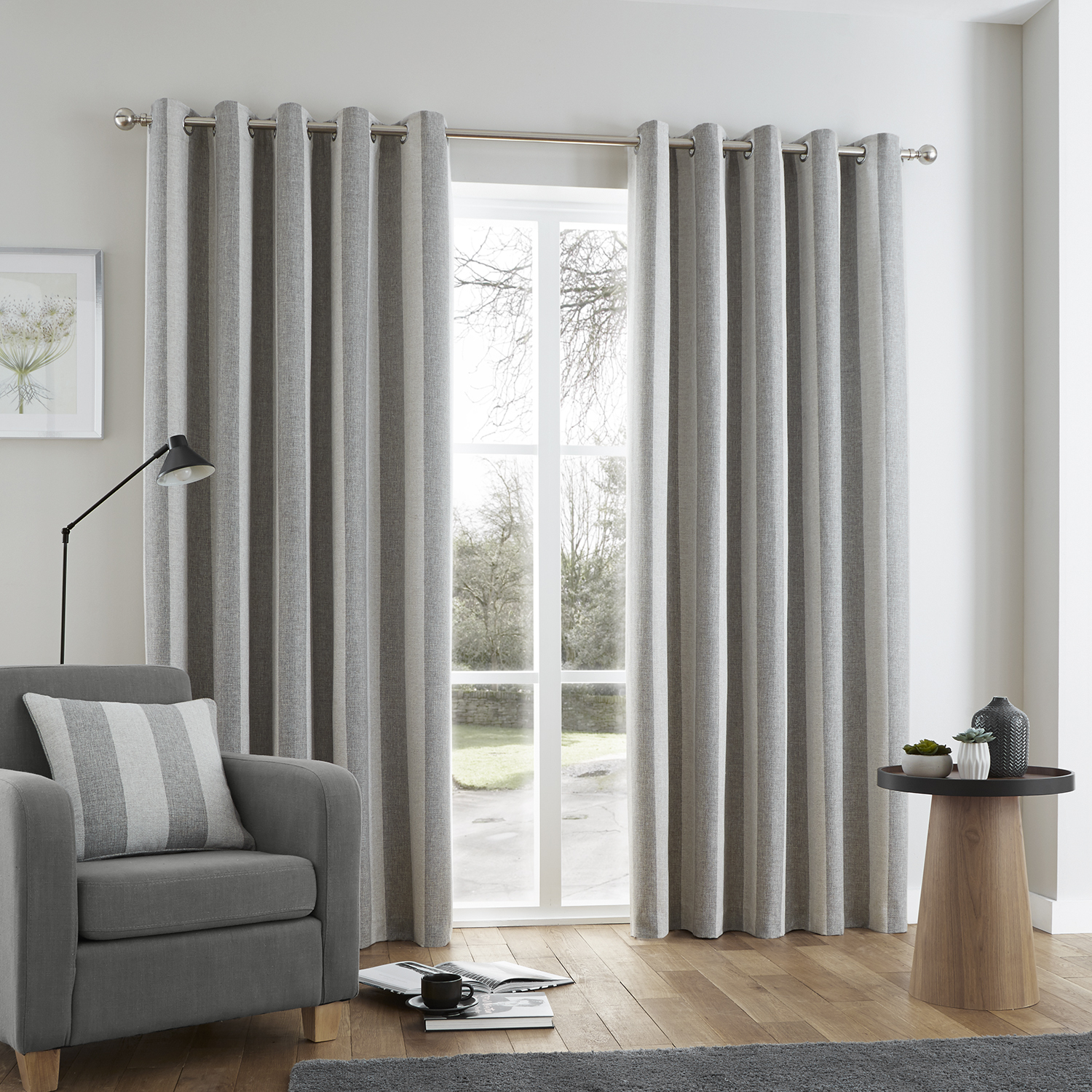 Brushed Stripe Curtain Grey Home Store More