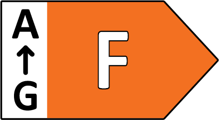 This product is rated with an energy efficiency class of F, on a scale from A to G.
